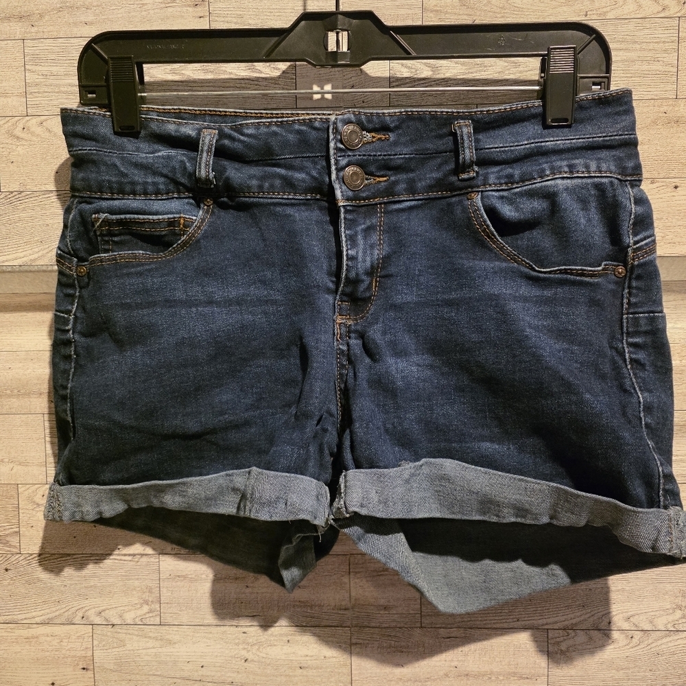 Wax Jean Dark Blue Rolled Hem Women's Denim Shorts